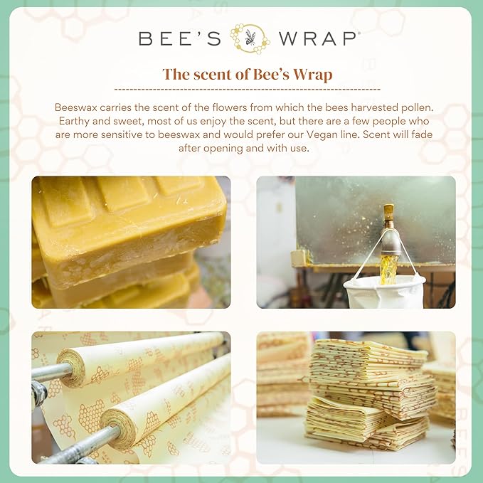 Bee's Wrap Beeswax Wraps for Food - Seasons Greetings 3 Pack (S, M, L) Made in USA Reusable & Organic Food Wraps, Sandwich Wrap & Bowl Covers - Eco-Friendly Alternative to Aluminum Foil & Plastic Wrap