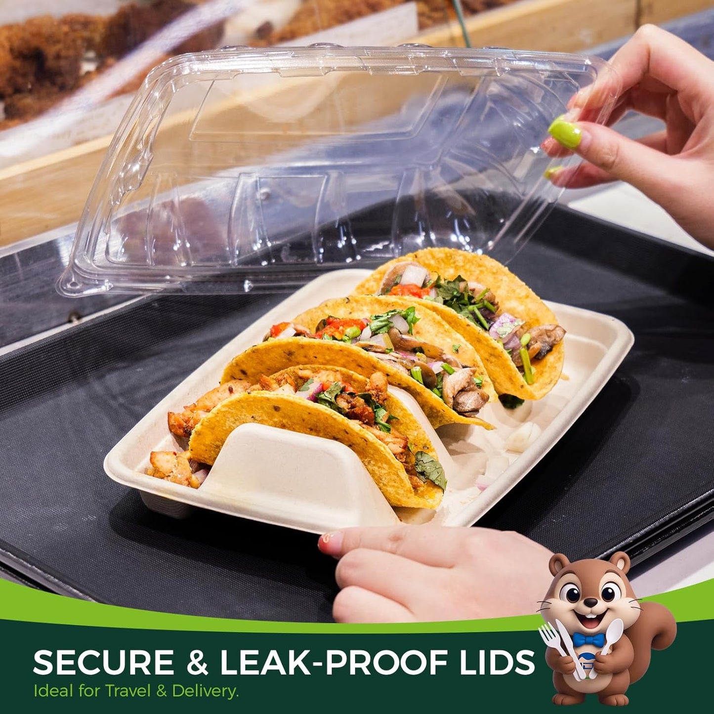 25-Pack 100% Compostable Biodegradable Paper Taco Holders, Eco-Friendly Disposable Paper Taco Tray for Taco Tuesday, Lazy Susan Taco Bar (25-pack)