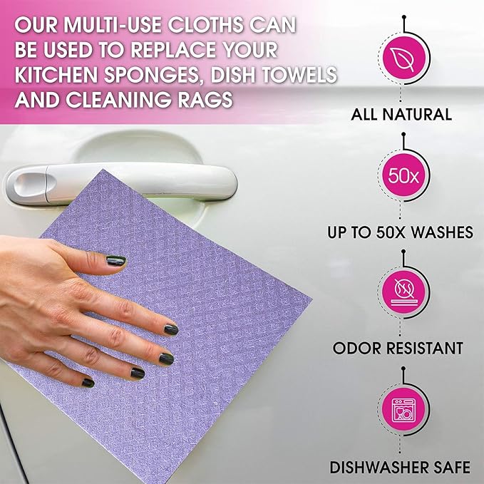 Swedish Dishcloths for Kitchen – Absorbent Kitchen Towels and Dishcloths Sets - Reusable Paper Towels - Dish Cloths for Washing Dishes and Cleaning Kitchen – Cellulose Sponge Cloths