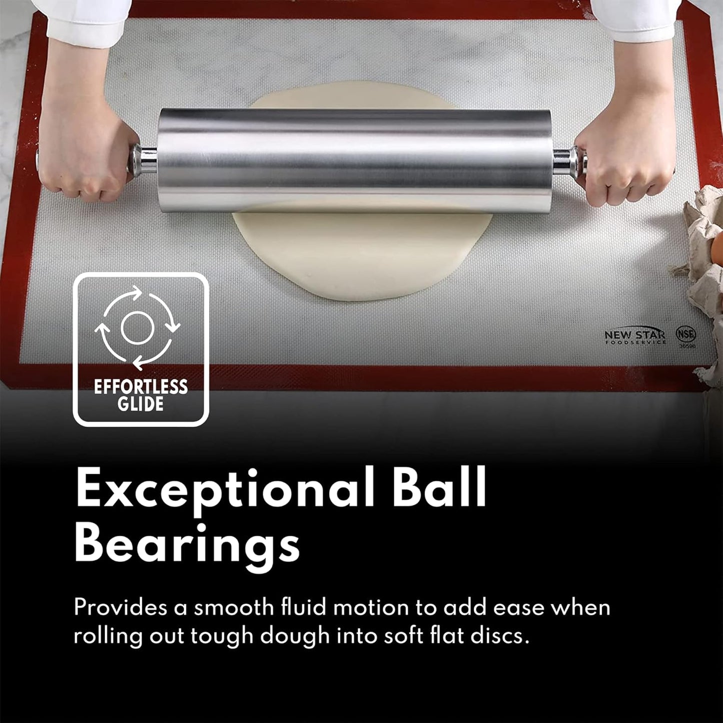 New Star Foodservice - Extra Heavy Duty Restaurant Aluminum Rolling Pin (15-Inch)