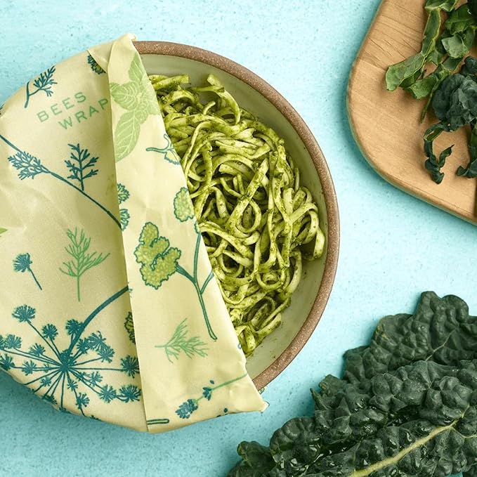 Bee's Wrap Vegan Beeswax Wraps for Food - Herb Garden Cut to Size 14x52" Wax Paper Roll - Made in USA Reusable Waxed Paper Bowl Covers, Organic Eco-Friendly Alternative to Aluminum Foil & Plastic Wrap