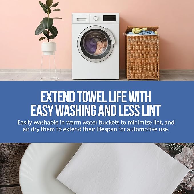 Shop Towels| Multipurpose Commercial and Residential Shop Cleaning| Car Wash, Polish, Housewares, Microwave, Coffee Machine, Restaurant, Bathrooms, Electronics, Auto Garage | 50 Pack 14"x12" White