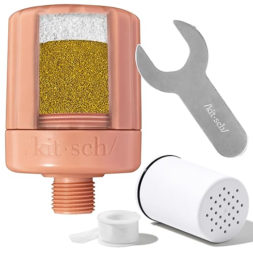 Kitsch Shower Head Filter for Hard Water – Shower Filter with KDF-55 & Calcium Sulfite, Helps Reduce Chlorine & Impurities, Water Softener - Bathroom Accessories for Healthier Hair & Skin - Terracotta