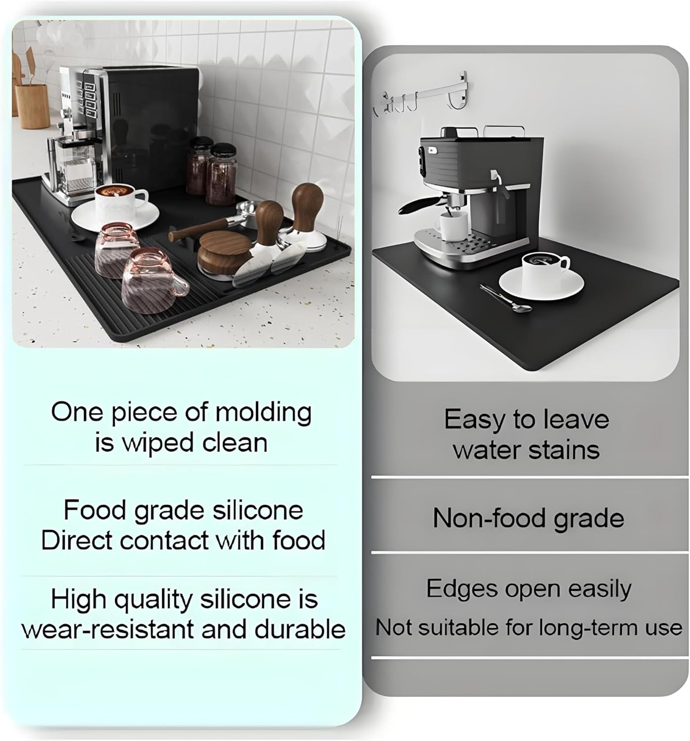 Silicone Coffee Mat with a removable tamper mat for Ninja Luxe Cafe Accessories,23.5"x15.7"Anti-Slip Heat-Resistant Coffee Bar Mat for Ninja Luxe Cafe Espresso Machine