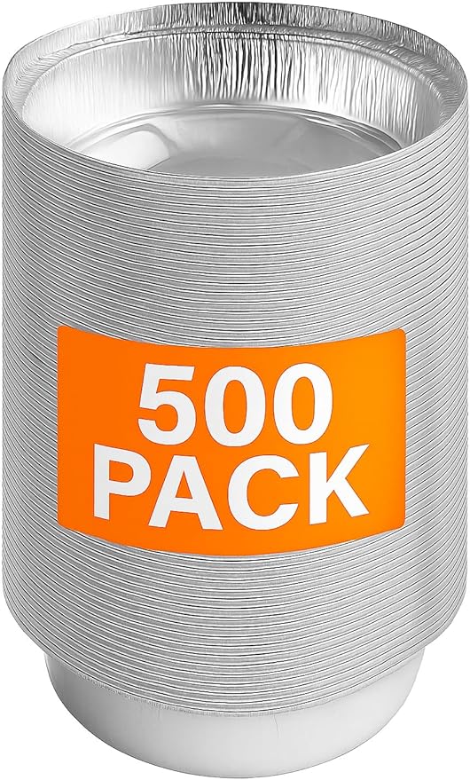 Ruthy's Outlet Round aluminum foil pans Disposable Tray Containers for Storing, Baking, Meal Prep & Reheating | Freezer & Oven Safe, Recyclable (500, 8" Round)