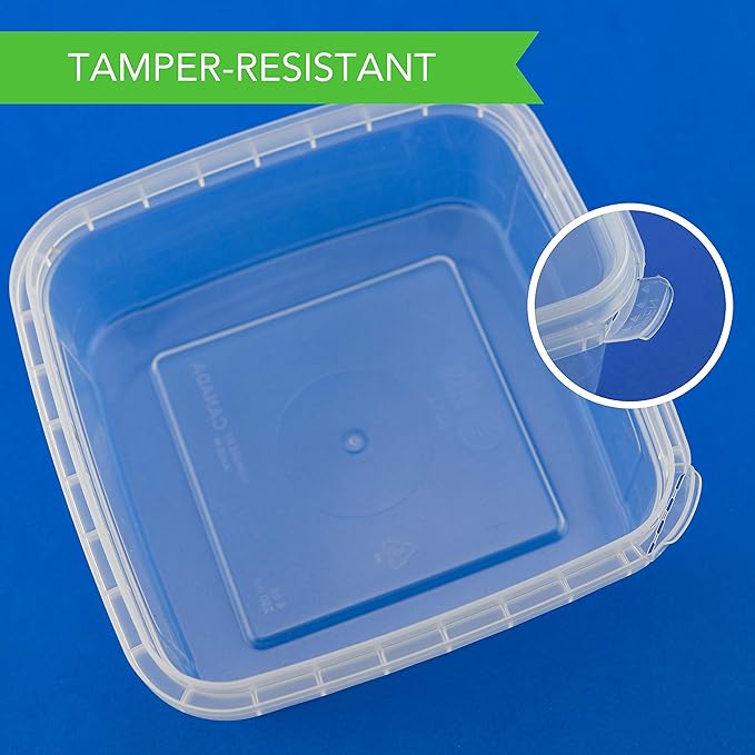 NYHI 40 Pack Square Clear Deli Containers with Lids Disposable BPA Free Square Plastic Food Storage Containers with Lids Airtight for Meal Prep Take Out Kitchen (16 oz)