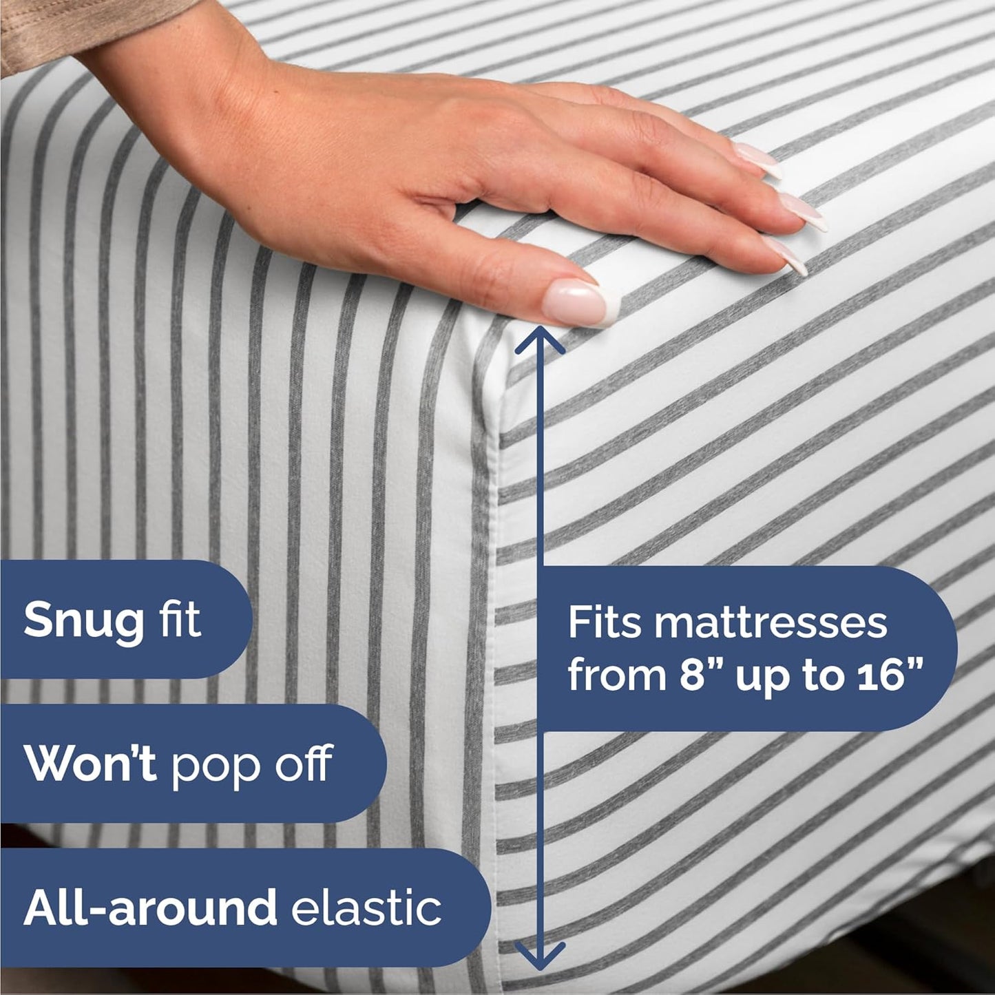 Cal King Size 4 Piece Sheet Set - Comfy Breathable & Cooling Bed Sheets Set - Hotel Luxury Bedding for Women, Men, Kids, Teens, Boys & Girls - Deep Pockets & Wrinkle Free - Oeko-Tex - Grey Stripes 2