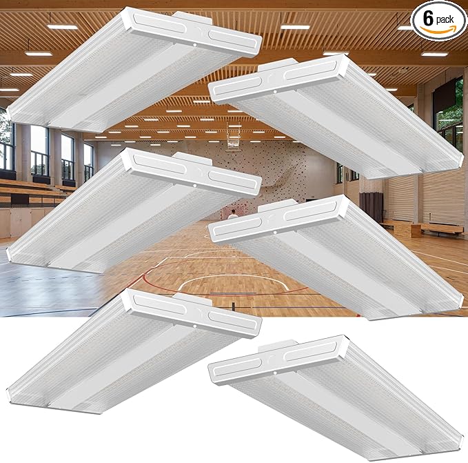 Lightdot 2FT LED High Bay Shop Lights, 100-277V 【Driver Equipped, 5 Years】 200W 28000LM [Eqv. 800W MH/HPS] 5000K Diamond Diffusion Linear Hanging Light for Warehouse -ETL Listed, 6Pack