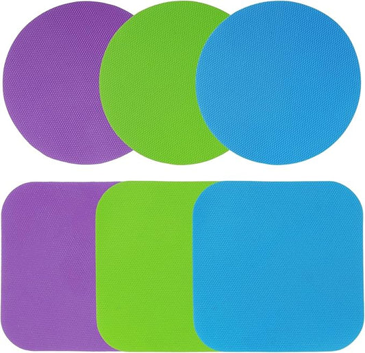 Sibba 6Pcs Rubber Jar Gripper Pads, Multi-purpose Jar Opener Grippers, Bottle Lid Openers Round Kitchen Coasters for Elderly Children Women Weak Hands(Round & Square)