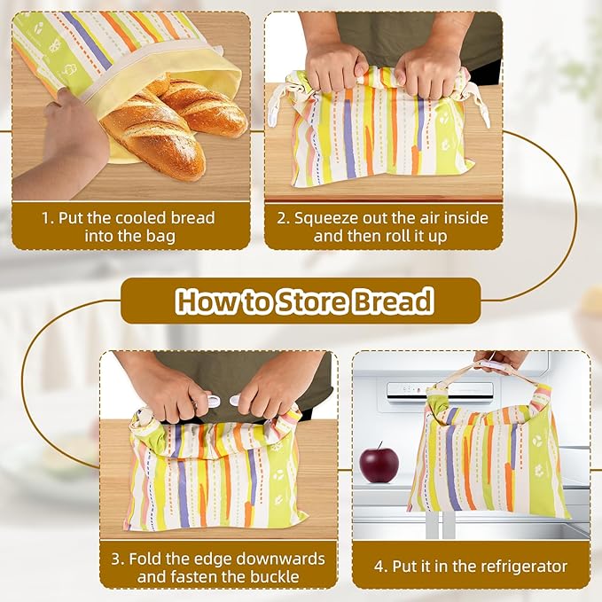 XL Beeswax Bread Bag 2-Pack for Sourdough & Homemade Bread | Reusable Cotton Linen Food Storage with Natural Beeswax Lining | Keeps Fresh, Easy to Clean (17x13 Inches)