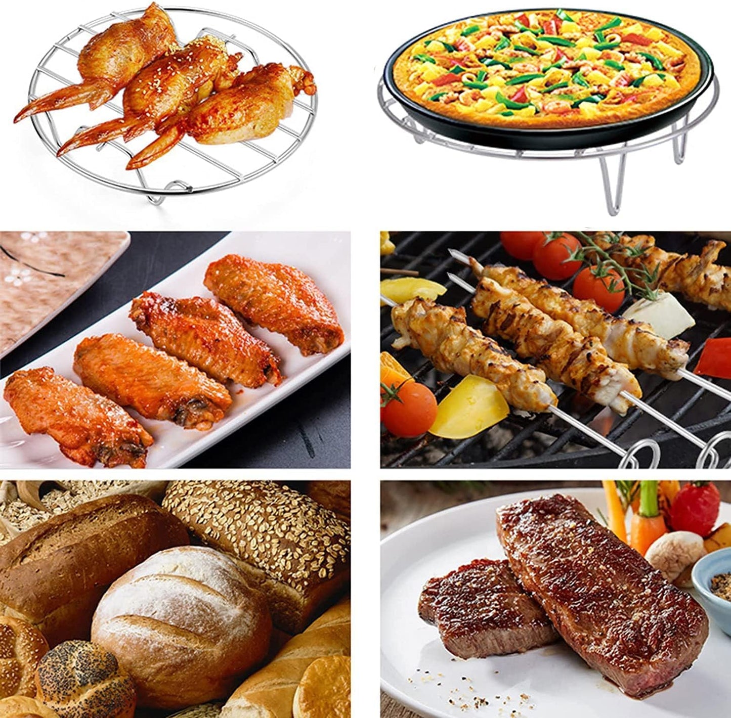 12.8" Round Cooking Rack Versatile Stainless Steel Grid Grill Steamer Rack, Fits Air Fryer Pot Pressure Cooker Canning