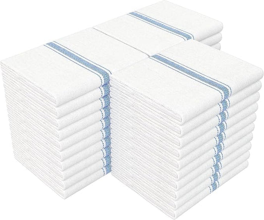 RIVERSTREAM Dish Towels - (Blue, 30-Pack) 100% Cotton, 14 x 25 Inches, Super Absorbent, Reusable Cleaning Kitchen Dish Towels Set