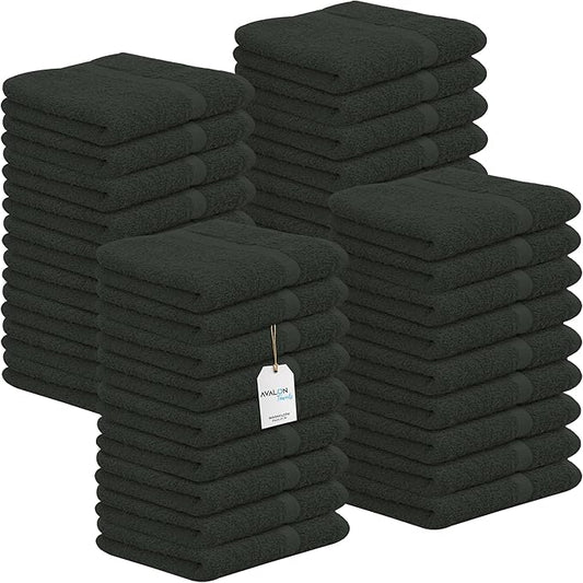 Avalon Towels Cotton Washcloths – (Pack of 36) Size 12x12 Inches, 100% Ring Spun Cotton, Soft & Absorbent Face Towels, Gym Towels, Hotel and Spa Quality, Reusable Fingertip Towels (Grey)