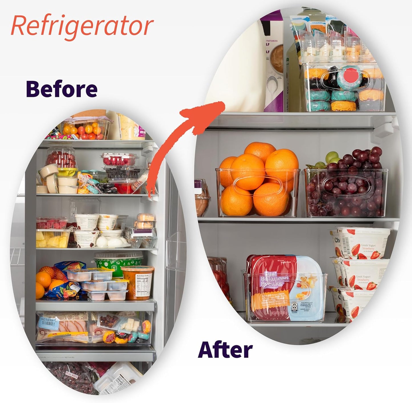 ClearSpace Plastic Pantry Organization and Storage Bins with Removable Dividers – 4 Pack XL Perfect Kitchen Organization or Kitchen Storage – Refrigerator Organizer Bins, Cabinet Organizers