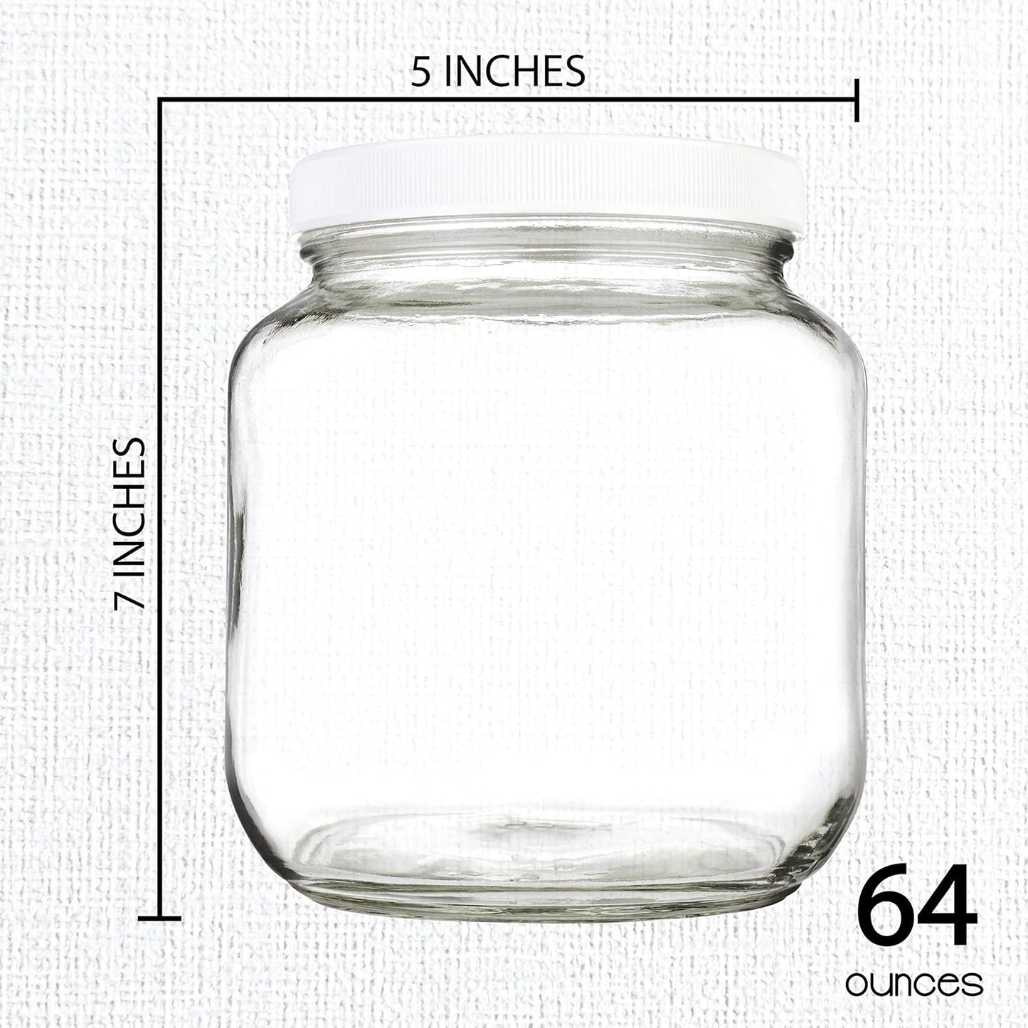 kitchentoolz 6 Pack of Half Gallon Mason Jars - Wide Mouth with Airtight Lid - Safe Container for Fermenting, Pickling, and Storing