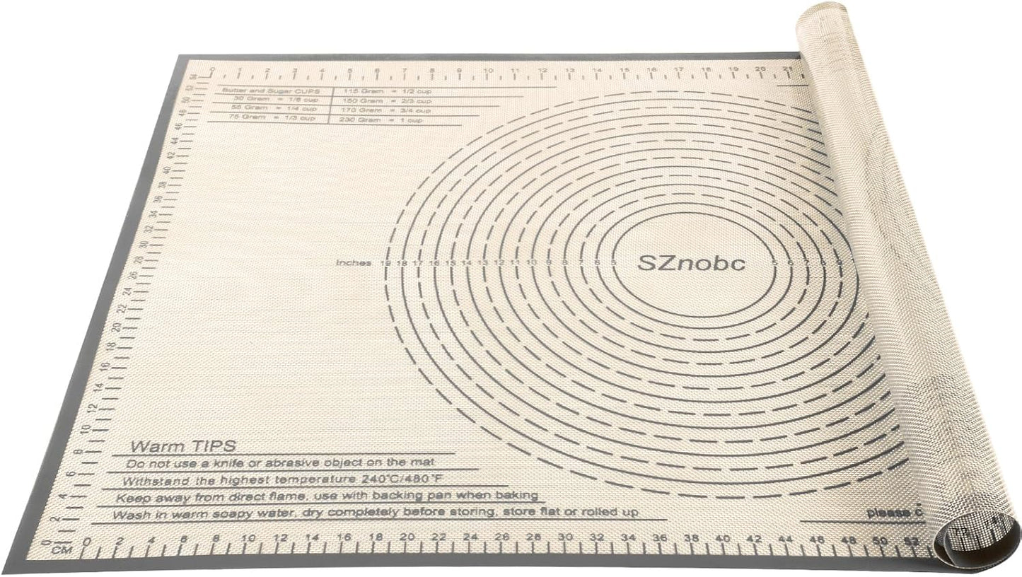 Silicone Pastry Mat 36x24 Inch Nonstick Baking Mat Perfect for Dough Mat, Pastry Board, Kitchen Counter Mat - For Dough, Pastry, Pie Crust, Fondant, Cookies, Bread, Pasta/Pizza, Grey
