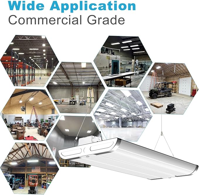 Lightdot 2FT LED High Bay Shop Lights, 100-277V 【Driver Equipped, 5 Years】 200W 28000LM [Eqv. 800W MH/HPS] 5000K Heavy Diffusion Linear Hanging Light for Warehouse -ETL Listed, 8Pack