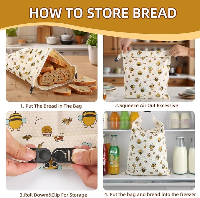 Reusable Beeswax Bread Bags for Homemade Bread, 17"×13" Natural Beeswax Cotton Sourdough Breads Bags, Easy to Clean Food Storage Bag, Bakery Essentials (2 Pack)