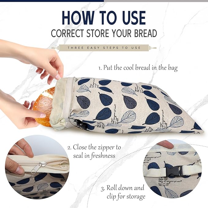 Beeswax Bread Bags for Homemade Sourdough with Zipper, 2 Pack Reusable Large Sourdough Bread Bags Baking Supplies, Food Storage Bag