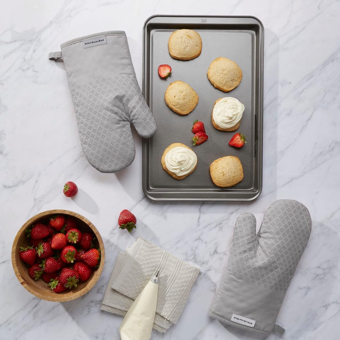 KitchenAid Asteroid Oven Mitt Set, 7"x12.5", Grey, 2 Piece