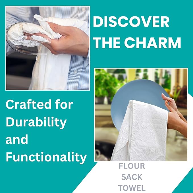Dish Cloths Cotton| Dish Towels Absorbent and Lint Free Flour Sack| Dishcloths for Kitchen Washing Dishes| Fast Drying Dish Rags| 12 Pack 13 inch x 13 Inch Natural