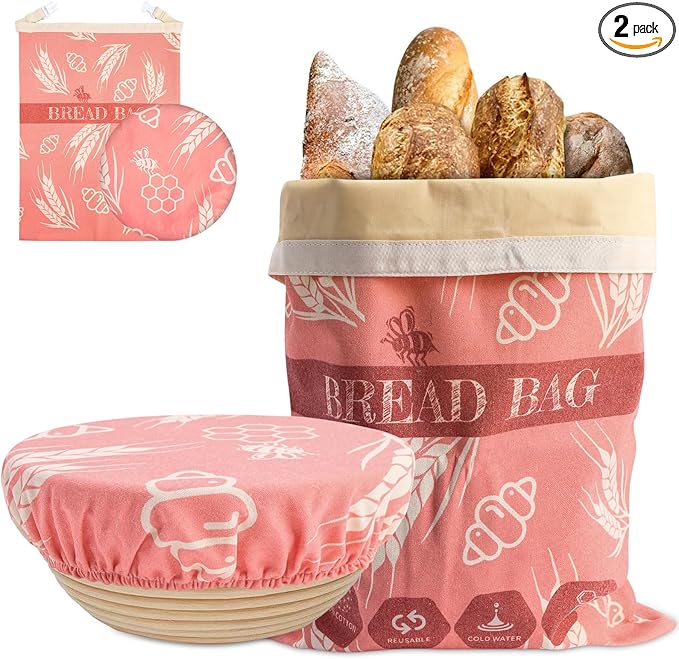Beeswax Bread Bags with 10'' Reusable Bowl Covers for Homemade Bread, Extra Large Reusable Beeswax Bags Set for Storage Sourdough,Large Capacity Breads Storage Bag to Keep Fresh (Pink, 1 Pack)