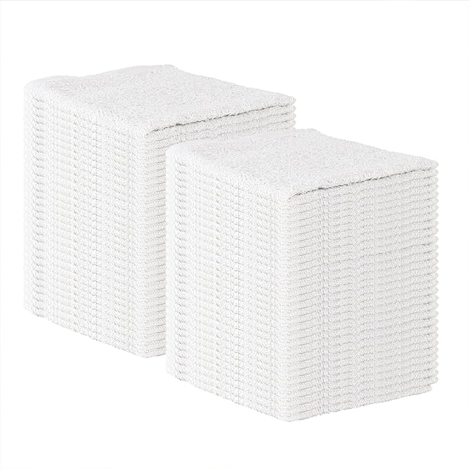 Arkwright TT60 Terry Cloth Towels for Cleaning - (Case of 300) 100% Cotton Washable Heavy Duty Bar Mop, Absorbent & Quick Drying, Bag of Rags for Kitchen, Auto Shop, and Garage, 14 x 17 in, White