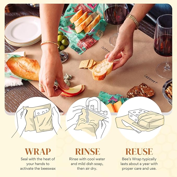Bee's Wrap Beeswax Wraps for Food - Seasons Greetings Bread Wrap - Made in USA Reusable Bread Storage Bags - Organic & Eco-Friendly Alternative to Aluminum Foil, Sourdough Bags & Plastic Wrap