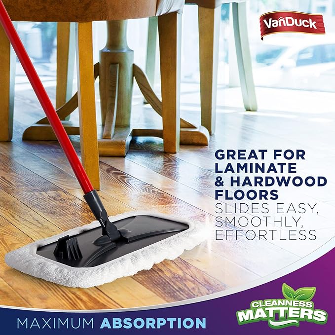 VanDuck 100% Cotton Terry Cloth Mop Pads 15x8 Inch 6-Pack (Handle is Not Included)