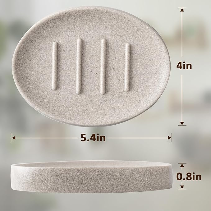 Soap Dish Bathroom Resin Soap Holder Soap Tray for Shower Sponge Holder for Kitchen Sink(Beige)