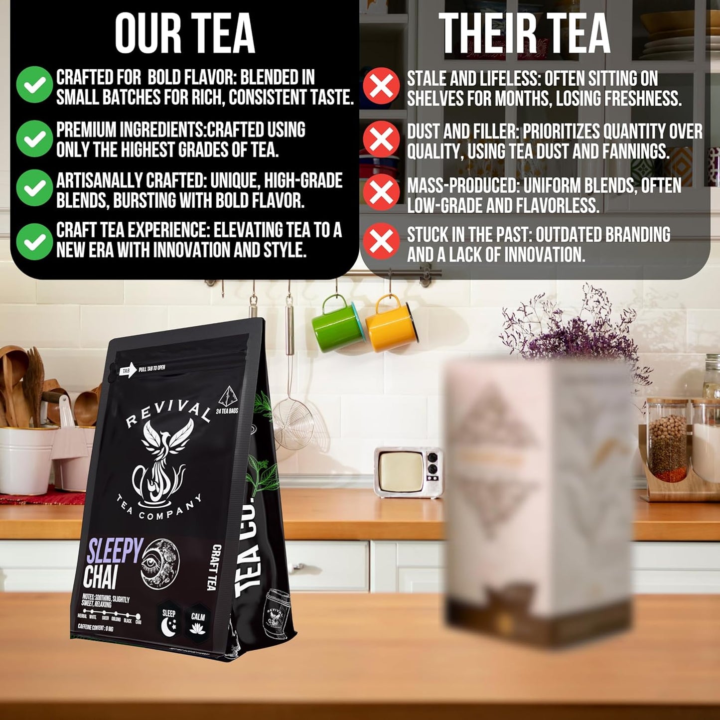 Revival Tea Company Sleepy Chai Tea - Rooibos Chai Tea Red Tea Blend with Valerian Root and Fresh Spiced Chai Flavor - Caffeine Free - Loose Leaf 8 Ounces