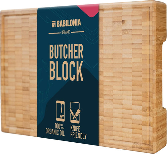Premium Bamboo Cutting Board (ExtraThick 1.7"), Professional Chopping Butcher Block for Meat. Heavy Duty End Grain Wood, Charcuterie Boards, Kitchen Accessories