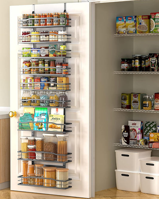 Moforoco 9-Tier Over The Door Pantry Organizer, Pantry Organization and Storage, Black Hanging Basket Wall Spice Rack Seasoning Shelves, Home & Kitchen Bedroom Bathroom House Essentials