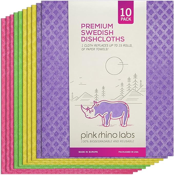 Swedish Dishcloths for Kitchen – Absorbent Kitchen Towels and Dishcloths Sets - Reusable Paper Towels - Dish Cloths for Washing Dishes and Cleaning Kitchen – Cellulose Sponge Cloths