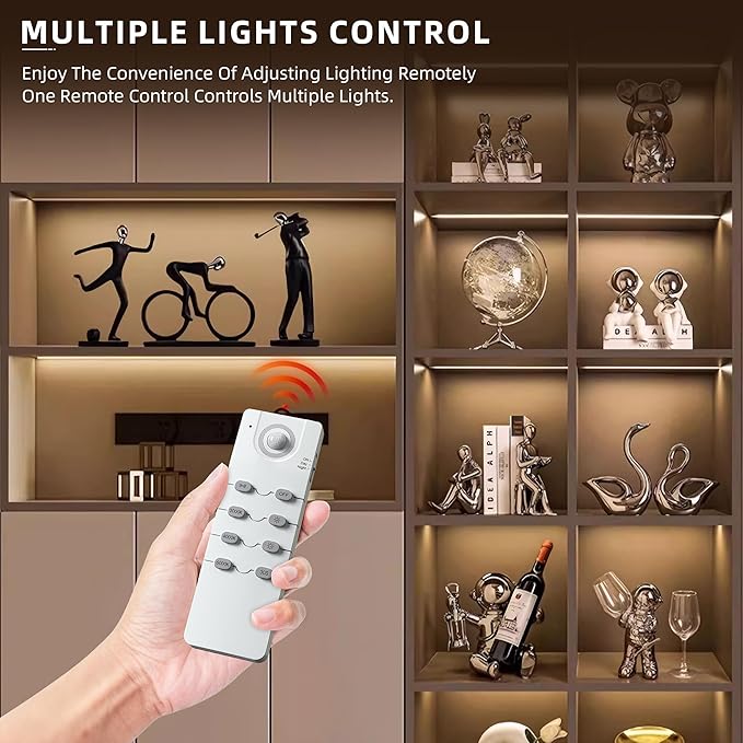 204 LED Under Cabinet Lights Wireless with Full Lighting,Rechargeable Closet Lights with Remote and Motion Sensor Indoor,Under Counter Light with CCT and Dimmable for Kitchen,Stair(3 Pack,23.6inch)