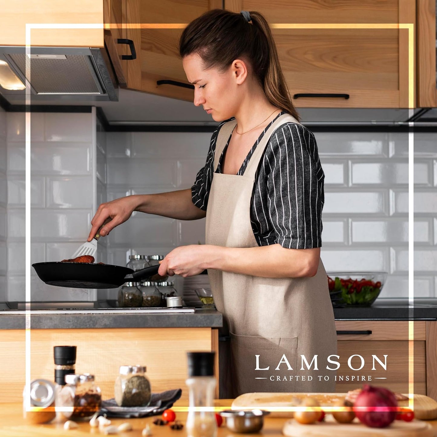Lamson 3' x 6" Chef's Slotted Turner with Walnut Handle - Right-Hand