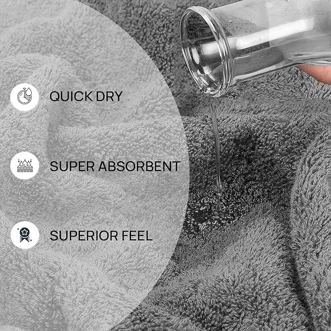 Zahari Home Modern Line Bathroom Towel Set - 3 Piece Set, Modern Design, Luxury Gray Towels