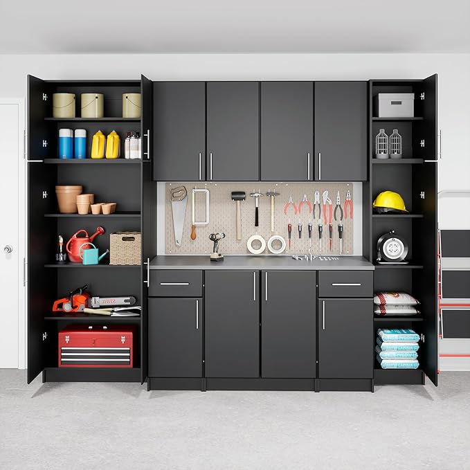 Prepac Elite 65 in. Engineered Wood Narrow Storage Cabinet in Black
