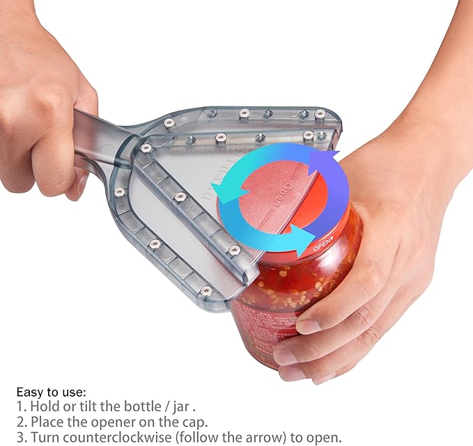 Jar Opener for Weak Hand & Seniors with Arthritis,Easy Twist Off Bottle Caps,Patent | Unique Kitchen Gadgets, Christmas Gifts for Elderly/Women/Men (Blue)
