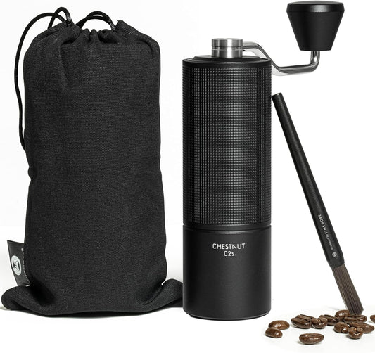 TIMEMORE Chestnut C2S Manual Coffee Grinder Capacity 25g with CNC Stainless Steel Conical Burr, Internal Adjustable Setting, Double Bearing Positioning, French Press Coffee for Hand Grinder