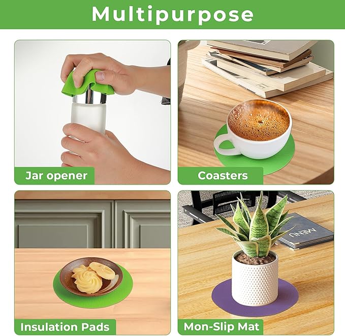 Sibba 6Pcs Rubber Jar Gripper Pads, Multi-purpose Jar Opener Grippers, Bottle Lid Openers Round Kitchen Coasters for Elderly Children Women Weak Hands