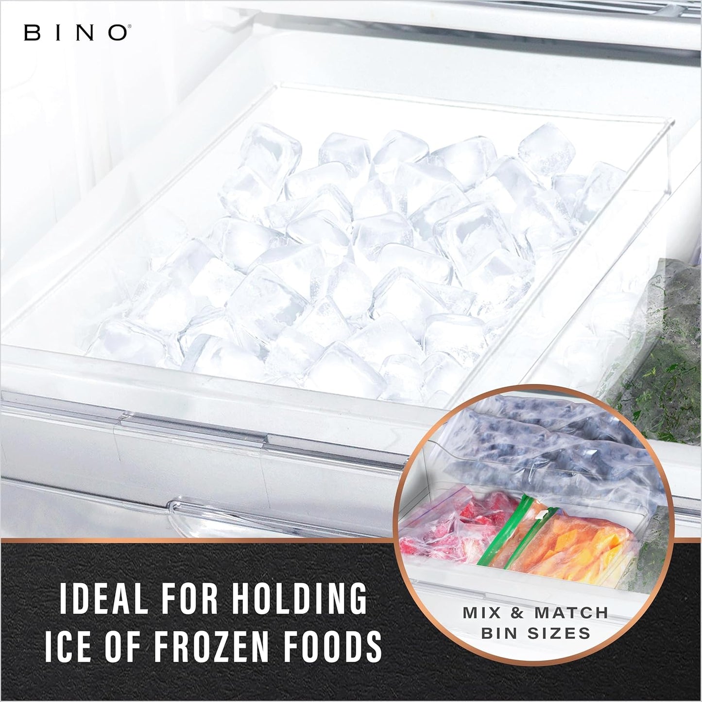 BINO | Plastic Storage Bins, Medium - Deep | THE HANDLER COLLECTION | Multipurpose Organizer Bins | Kitchen Pantry Organizers and Storage | Clear Containers for Organizing Home | Freezer Organizer