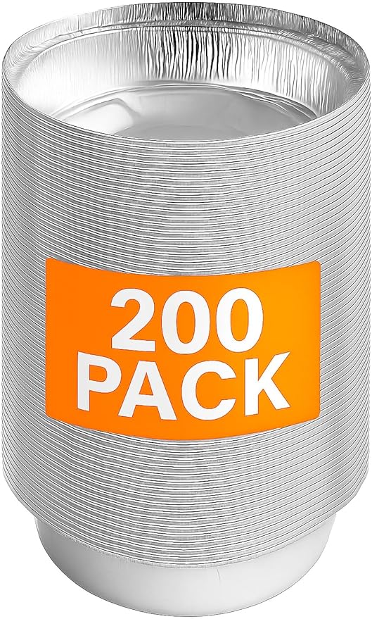 Ruthy's Outlet Round aluminum foil pans Disposable Tray Containers for Storing, Baking, Meal Prep & Reheating | Freezer & Oven Safe, Recyclable (200, 8" Round)