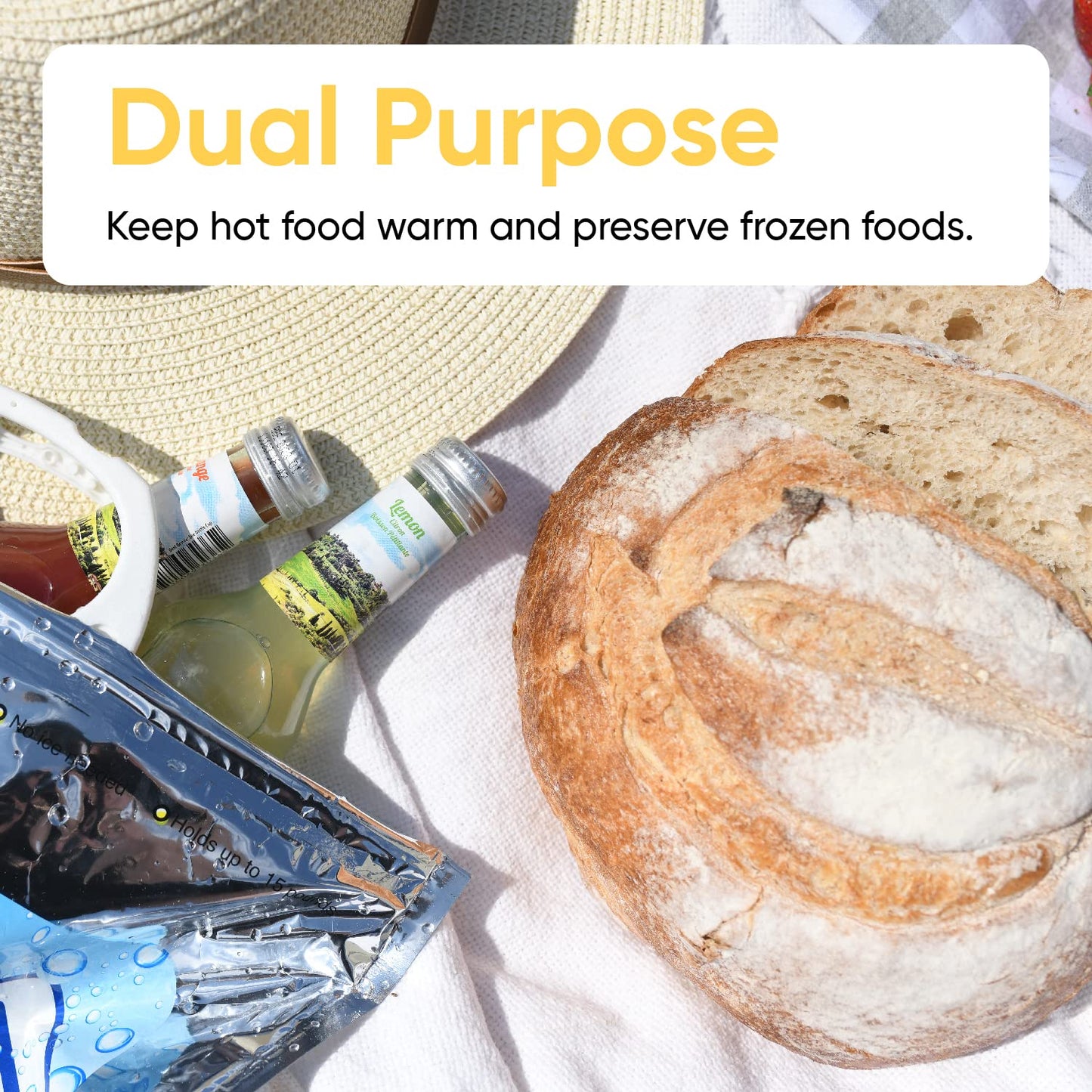Superio Hot and Cold Insulated Bags for Food Delivery, Grocery Shopping Bags, Food Storage for Hot and Frozen Food for Travel, Disposable Cooler Bag, Reinforced Thermal Lunch Bag (6, 20" x 19")
