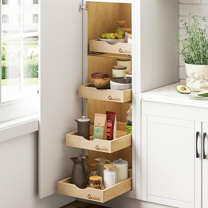 WelFurGeer Pull Out Drawers for Kitchen Cabinets, Cabinet Organizer, Pot and Pan Organizer Cabinet, Slide Drawer (20''W) B24 (20''W x21''D)