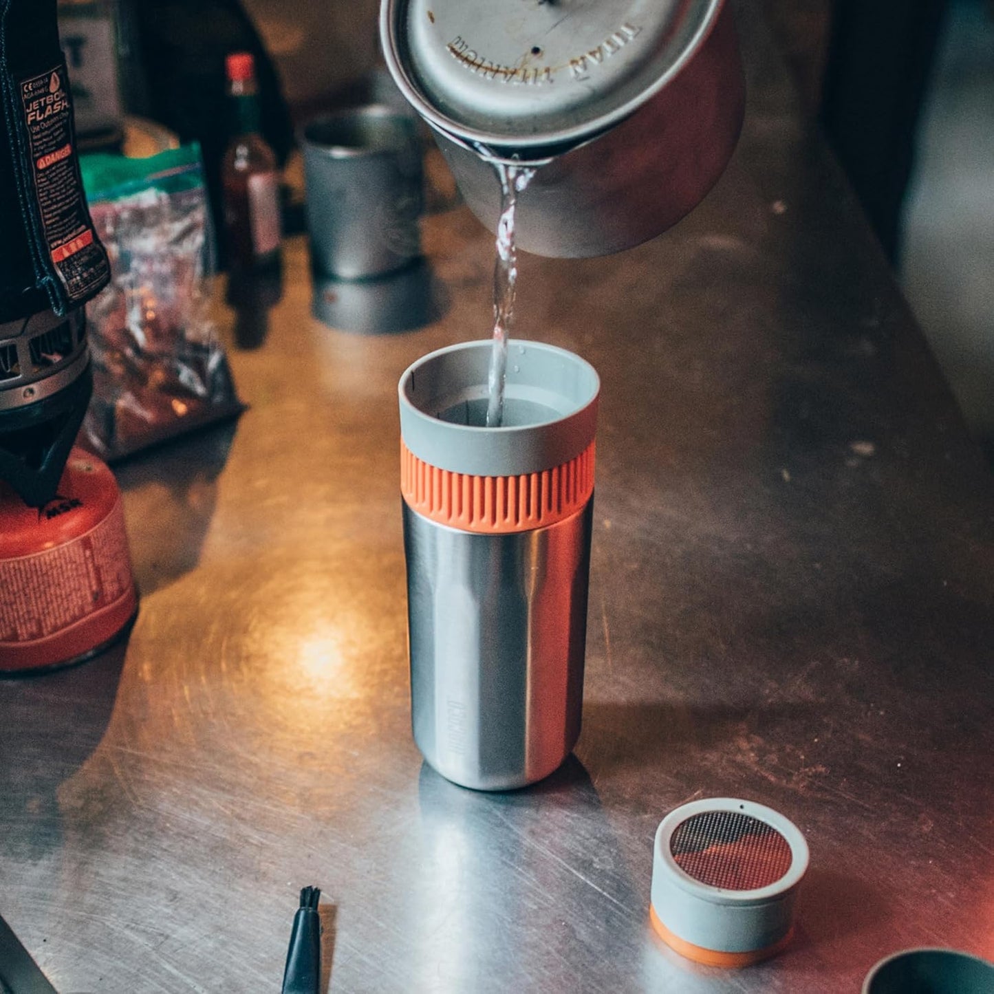 WACACO Pipamoka Portable Coffee Maker, Coffee brewer, All-in-one Vacuum Pressured，Insulated Travel Mug, Hand Powered and Filter Pressure Brewer, Stainless Steel Thermo Cup, 10 fl oz