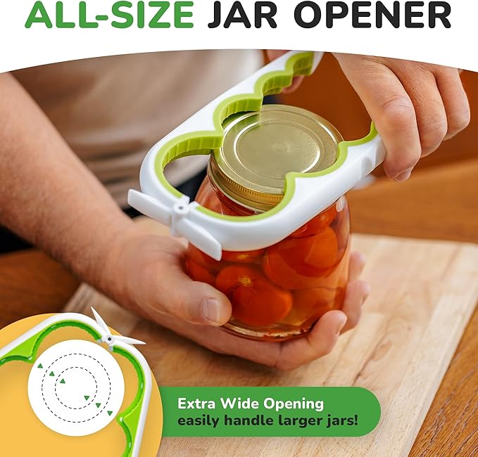 Jar Opener for Weak Hands and Seniors with Arthritis, 5 in 1 Multi Function Bottle Opener Lid Opener For Arthritic Hands with Non Slip Gripper For Opening Jars And Bottles (Green)
