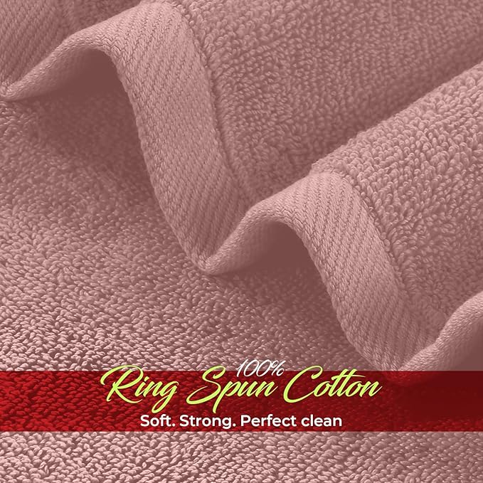 RIVERSIDE 24 Pack Washcloths Set - 100% Cotton [12x12 Inches] - Soft, Quick-Dry & Highly Absorbent Face Towels - Perfect for Bathroom, Gym, Hotel, Spa & Travel - Dusty Rose