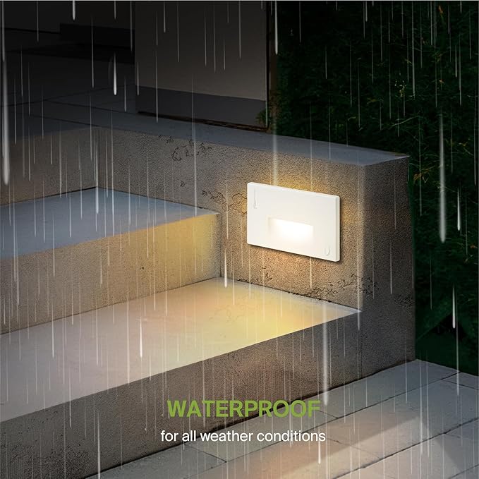 ASD LED Recessed Step Light Fixture, Outdoor & Indoor Stair Tread Lighting | 3CCT, Dimmable, Waterproof, ETL Listed | 3W 120LM 3000K-5000K 120V | Staircase Hardwired Illumination | White, 24 Pack
