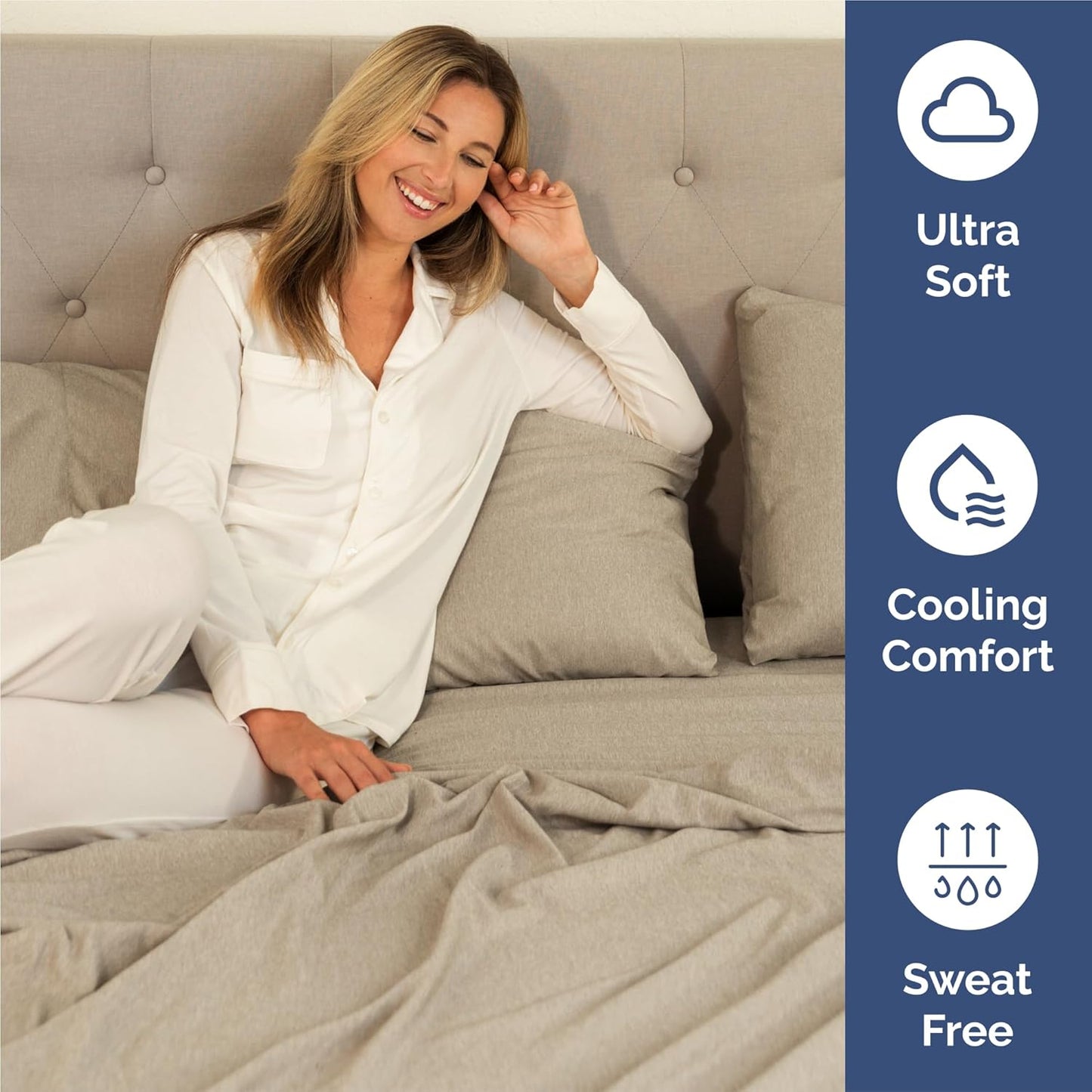 Split King Size 5 Piece Sheet Set - Comfy Breathable & Cooling Bed Sheets Set - Hotel Luxury Bedding for Women, Men, Kids, Teens, Boys & Girls - Deep Pockets & Wrinkle Free - Beige (Heathered Sheets)